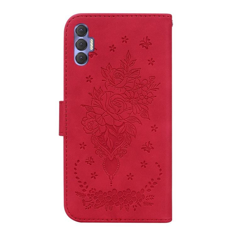 For Tecno Spark 8 Pro Butterfly Rose Embossed Leather Phone Case