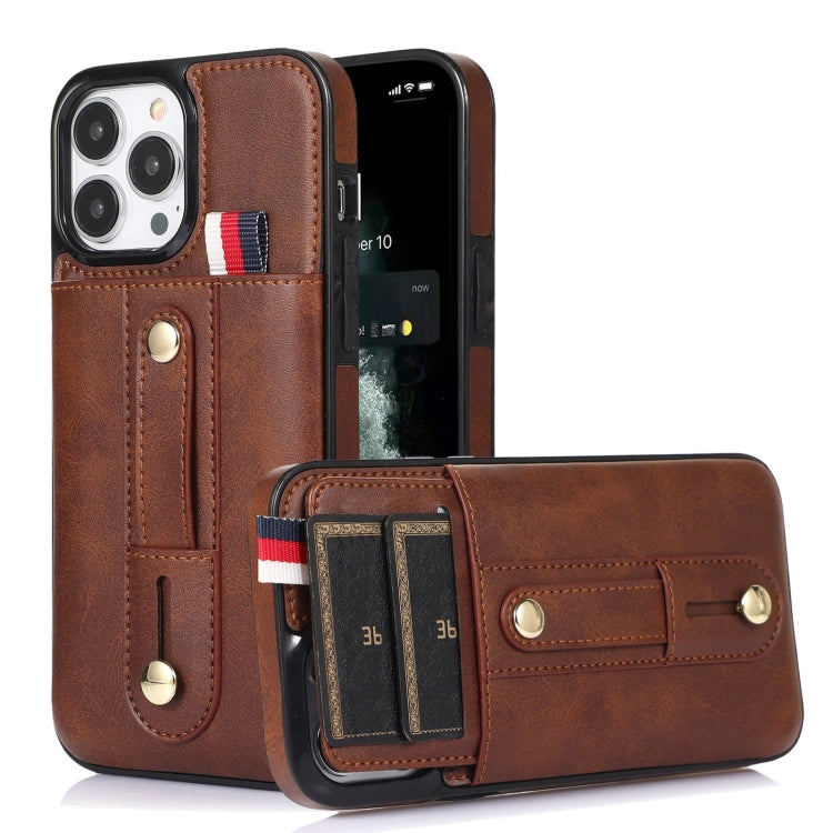 For iPhone 11 Pro Wristband Kickstand Wallet Leather Phone Case