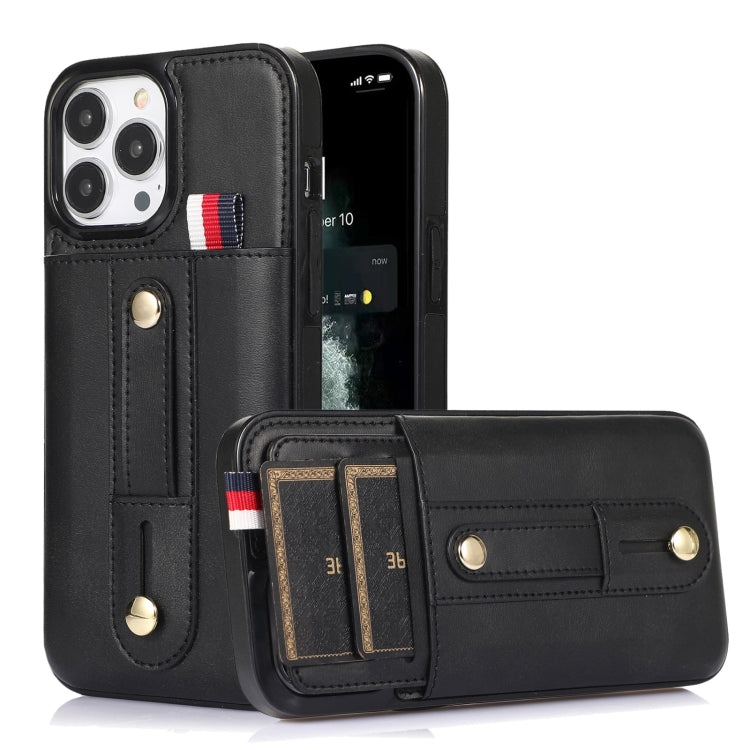 For iPhone 11 Pro Max Wristband Kickstand Wallet Leather Phone Case