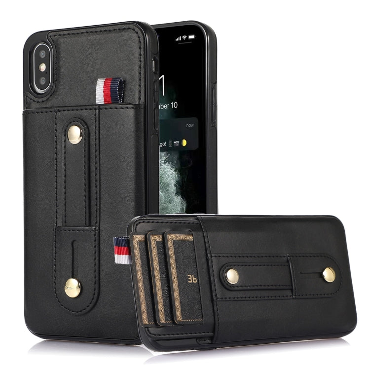 For iPhone X / XS Wristband Kickstand Wallet Leather Phone Case