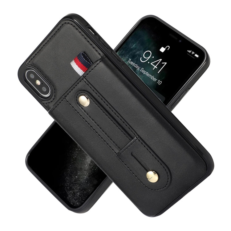 For iPhone X / XS Wristband Kickstand Wallet Leather Phone Case
