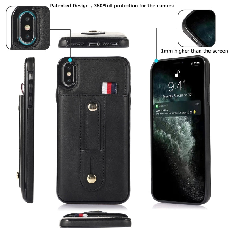 For iPhone X / XS Wristband Kickstand Wallet Leather Phone Case