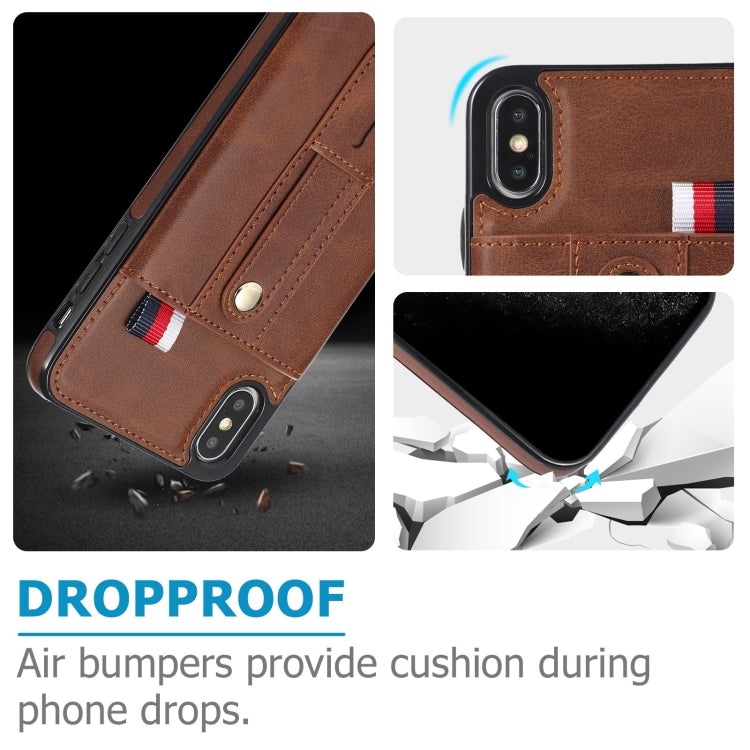 For iPhone X / XS Wristband Kickstand Wallet Leather Phone Case