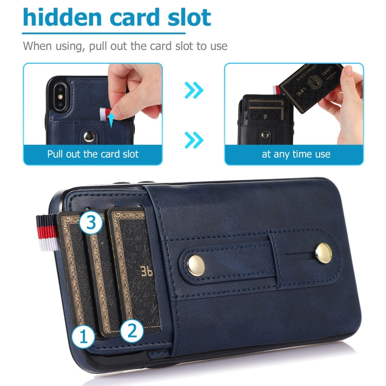 For iPhone X / XS Wristband Kickstand Wallet Leather Phone Case