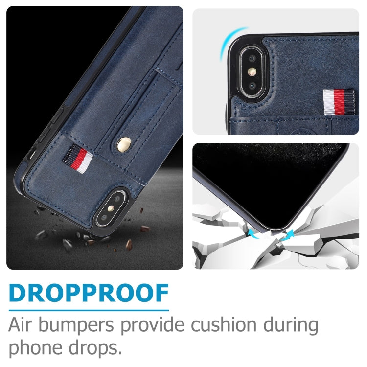 For iPhone X / XS Wristband Kickstand Wallet Leather Phone Case