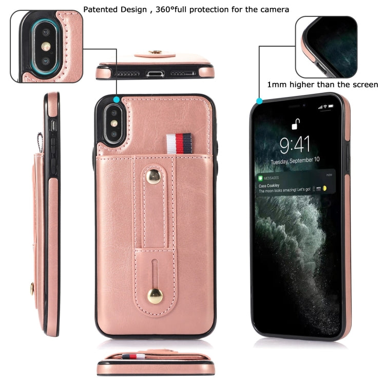 For iPhone X / XS Wristband Kickstand Wallet Leather Phone Case