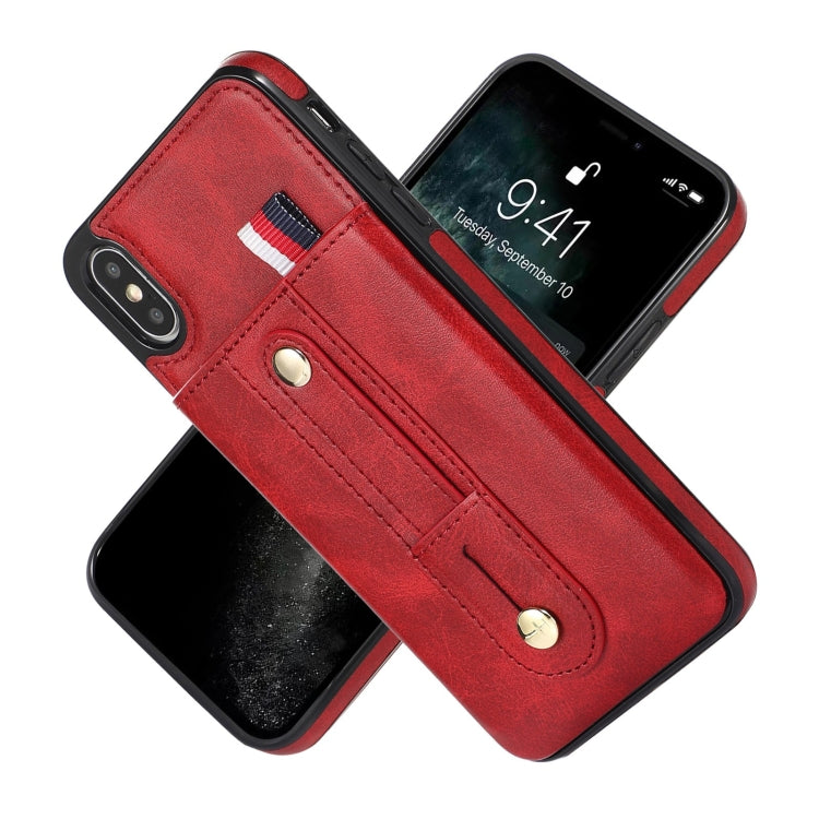 For iPhone X / XS Wristband Kickstand Wallet Leather Phone Case