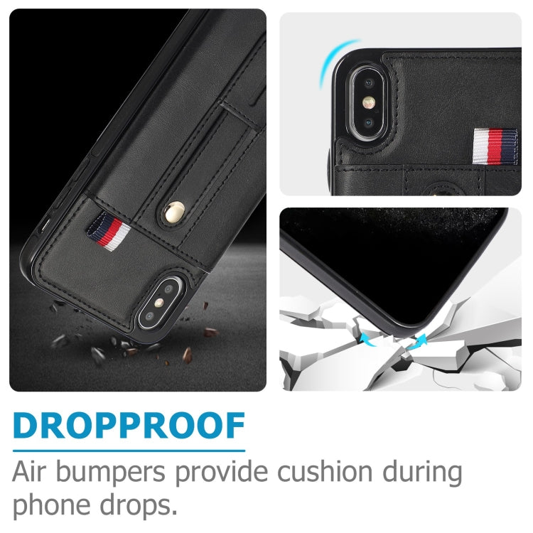 For iPhone XS Max Wristband Kickstand Wallet Leather Phone Case