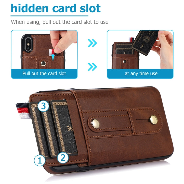 For iPhone XS Max Wristband Kickstand Wallet Leather Phone Case