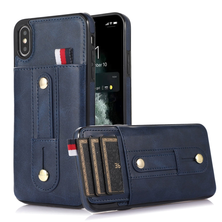 For iPhone XS Max Wristband Kickstand Wallet Leather Phone Case