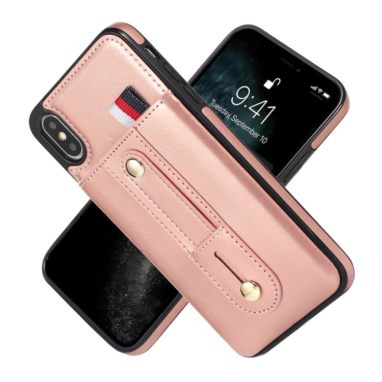 For iPhone XS Max Wristband Kickstand Wallet Leather Phone Case