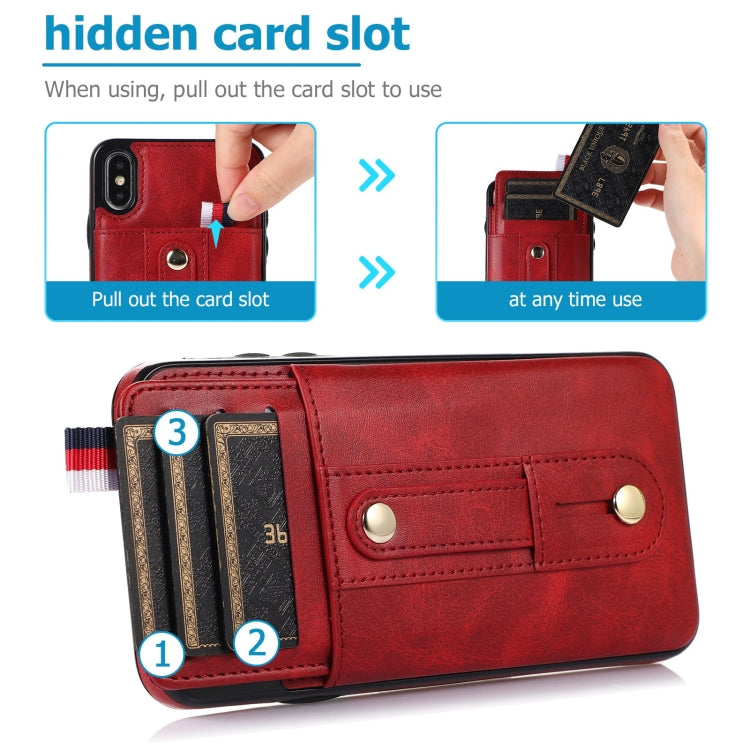 For iPhone XS Max Wristband Kickstand Wallet Leather Phone Case