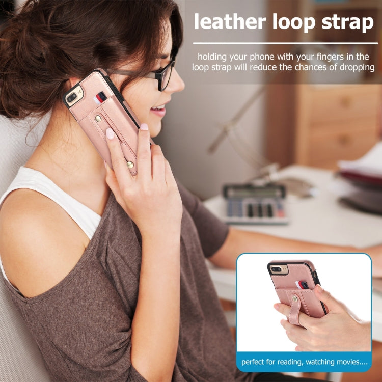 Wristband Kickstand Wallet Leather Phone Case For iPhone 7 Plus / 8 Plus