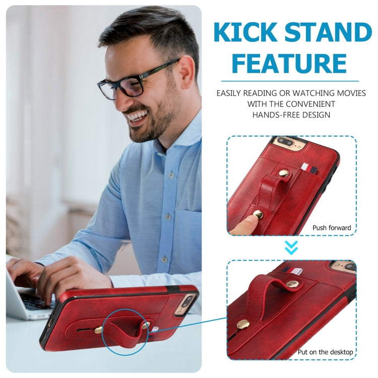 Wristband Kickstand Wallet Leather Phone Case For iPhone 7 Plus / 8 Plus