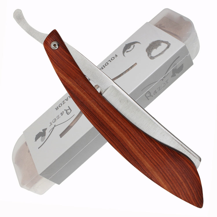 Z-3 Retro Classic Stainless Steel Straight Edge Razor Manual Razor Folding Shaving Shaver(Eyebrow Shape Walnut Color)