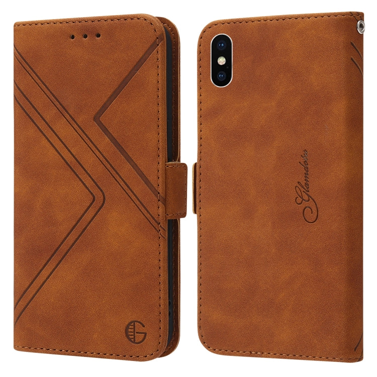 For iPhone X / XS RFID Geometric Line Flip Leather Phone Case