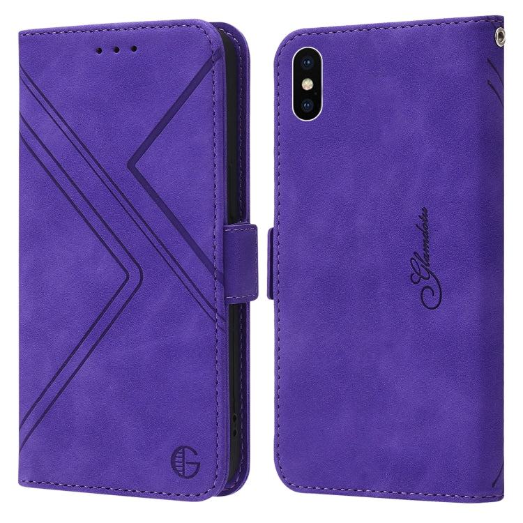 For iPhone X / XS RFID Geometric Line Flip Leather Phone Case
