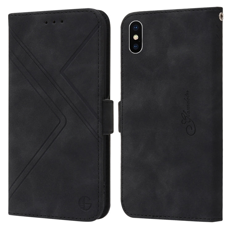 For iPhone X / XS RFID Geometric Line Flip Leather Phone Case