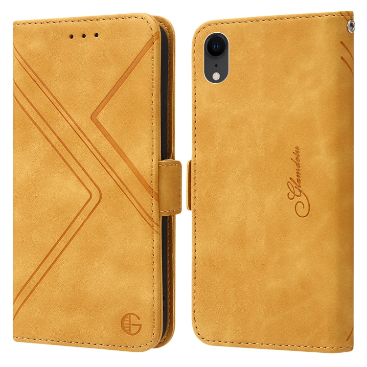 For iPhone XR RFID Geometric Line Flip Leather Phone Case