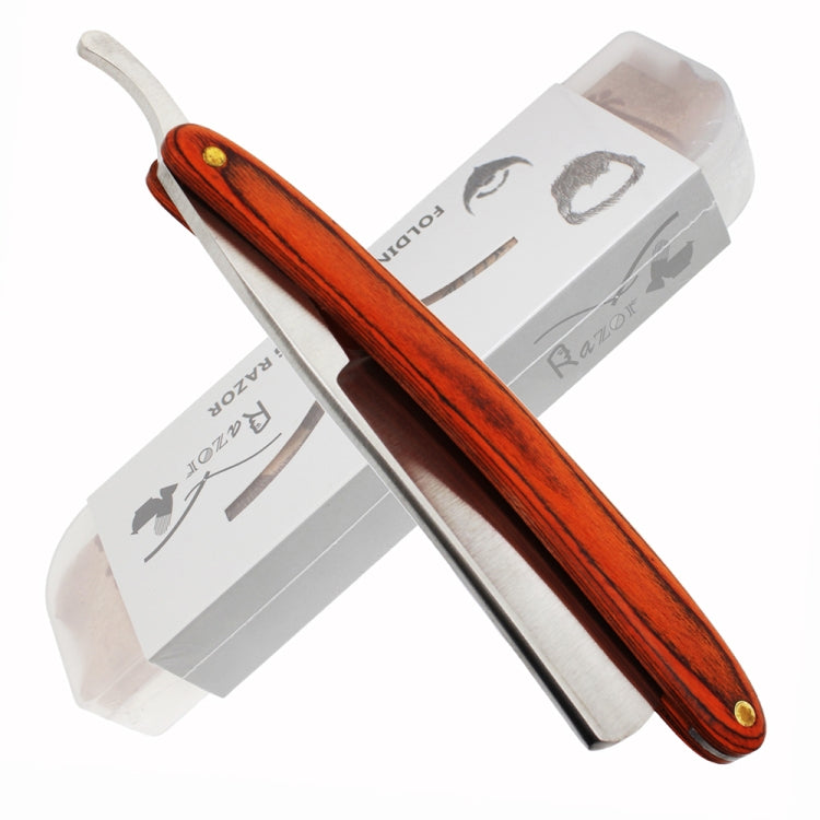 Z-5 Retro Classic Stainless Steel Straight Edge Razor Folding Manual Shaving Razor Beard Cutter  with Wood Handle(Long Walnut Color)