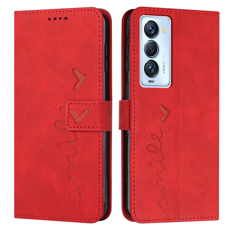 For Tecno Camon 18 Premier Skin Feel Heart Pattern Leather Phone Case