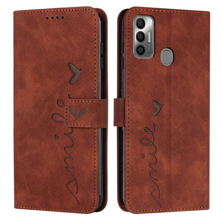 For Tecno Spark 7T/Spark 7 Skin Feel Heart Pattern Leather Phone Case