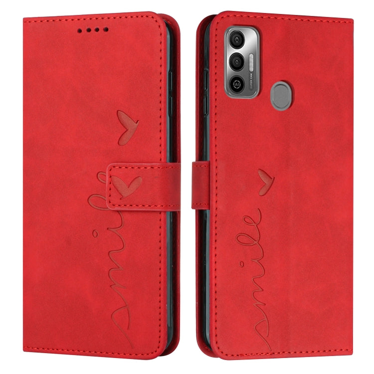 For Tecno Spark 7T/Spark 7 Skin Feel Heart Pattern Leather Phone Case