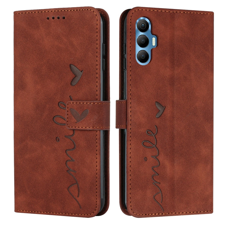 For Tecno Spark 8 Pro Skin Feel Heart Pattern Leather Phone Case