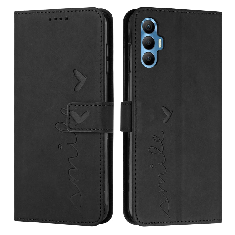 For Tecno Spark 8 Pro Skin Feel Heart Pattern Leather Phone Case