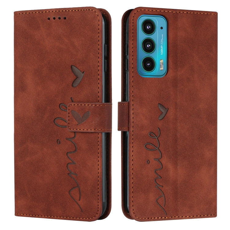 For Motorola Edge 20 Skin Feel Heart Pattern Leather Phone Case