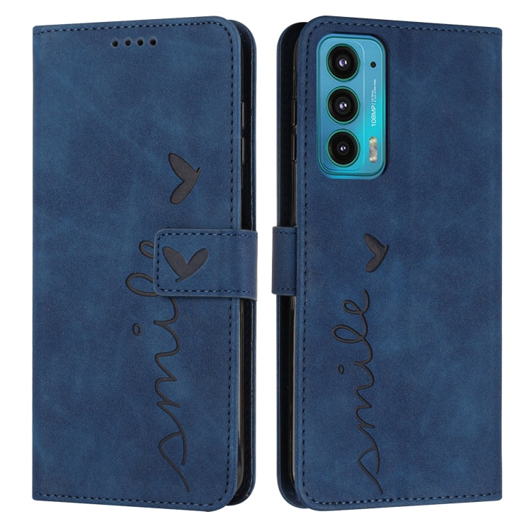 For Motorola Edge 20 Skin Feel Heart Pattern Leather Phone Case