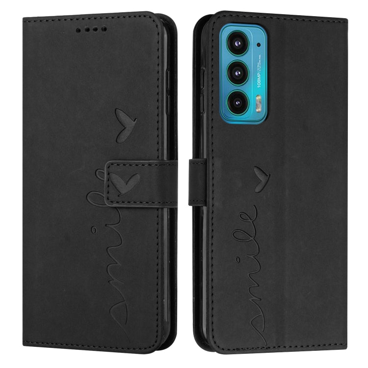 For Motorola Edge 20 Skin Feel Heart Pattern Leather Phone Case