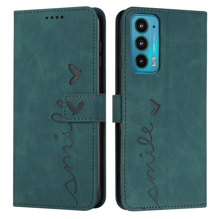 For Motorola Edge 20 Skin Feel Heart Pattern Leather Phone Case