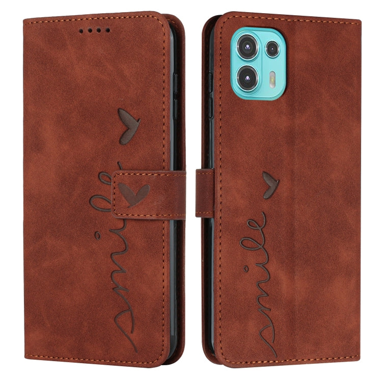 For Motorola Edge 20 Lite Skin Feel Heart Pattern Leather Phone Case