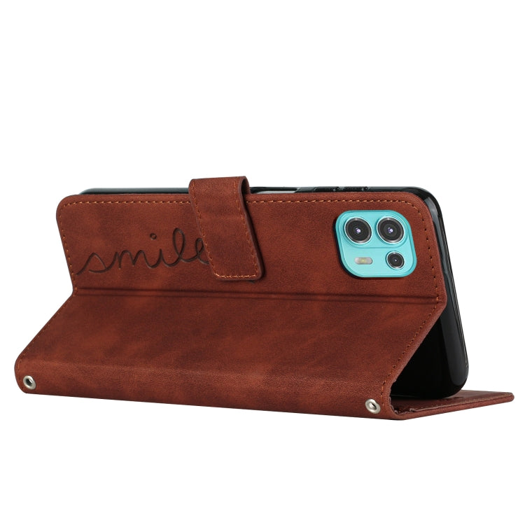 For Motorola Edge 20 Lite Skin Feel Heart Pattern Leather Phone Case