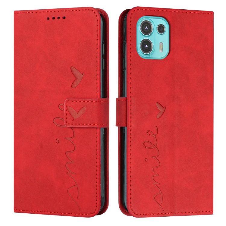 For Motorola Edge 20 Lite Skin Feel Heart Pattern Leather Phone Case