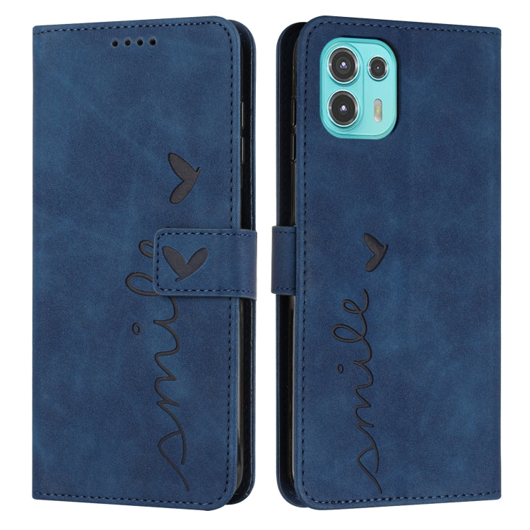 For Motorola Edge 20 Lite Skin Feel Heart Pattern Leather Phone Case