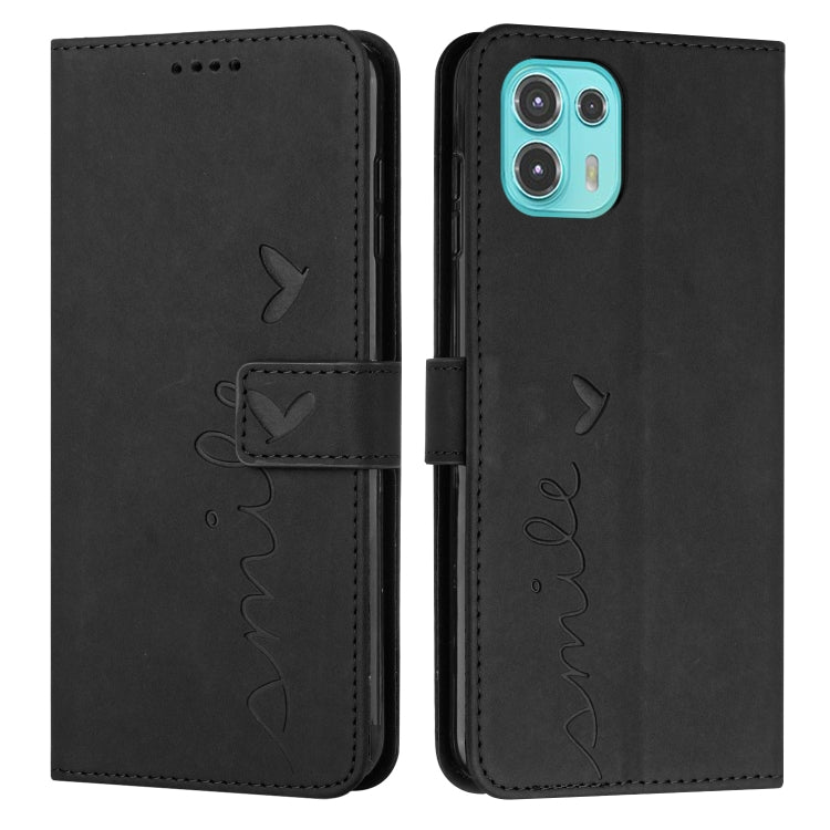 For Motorola Edge 20 Lite Skin Feel Heart Pattern Leather Phone Case