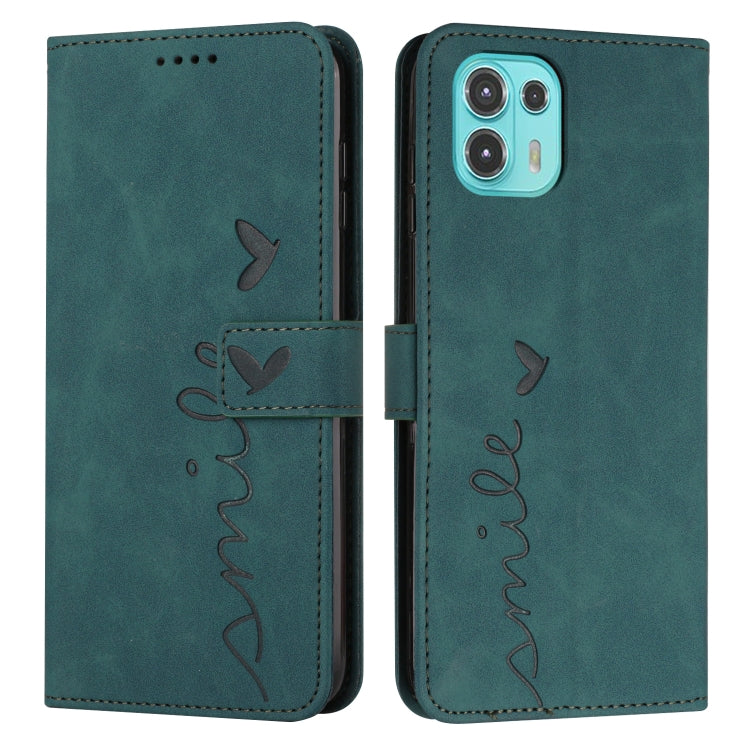 For Motorola Edge 20 Lite Skin Feel Heart Pattern Leather Phone Case