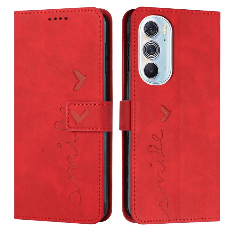 For Motorola Edge X30 Skin Feel Heart Pattern Leather Phone Case