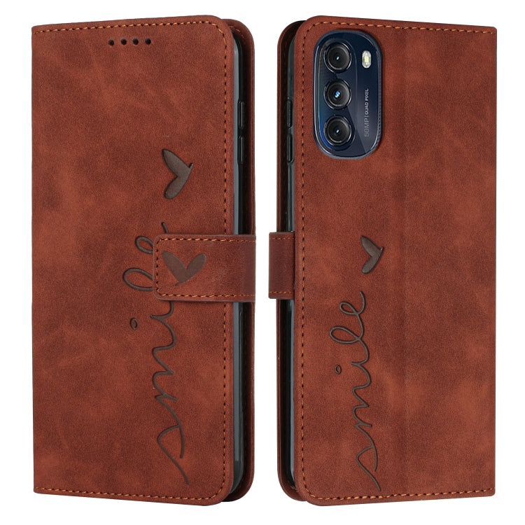 For Motorola Moto G 2022 5G Skin Feel Heart Pattern Leather Phone Case