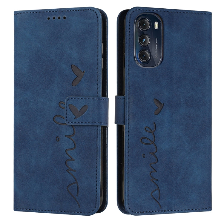 For Motorola Moto G 2022 5G Skin Feel Heart Pattern Leather Phone Case