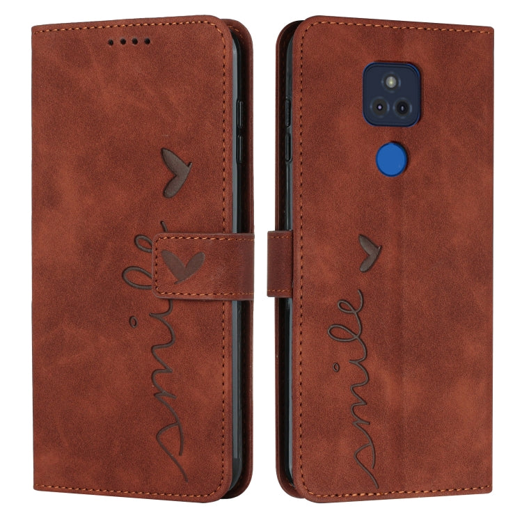 For Motorola Moto G Play 2021 Skin Feel Heart Pattern Leather Phone Case