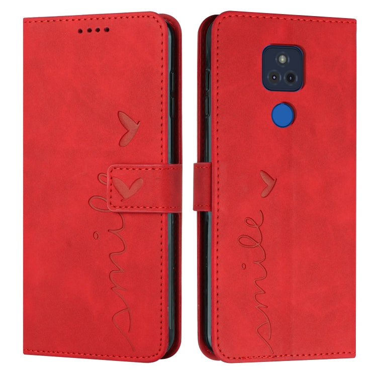 For Motorola Moto G Play 2021 Skin Feel Heart Pattern Leather Phone Case