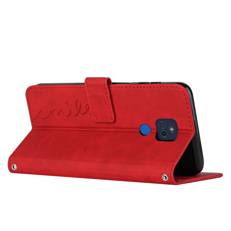 For Motorola Moto G Play 2021 Skin Feel Heart Pattern Leather Phone Case