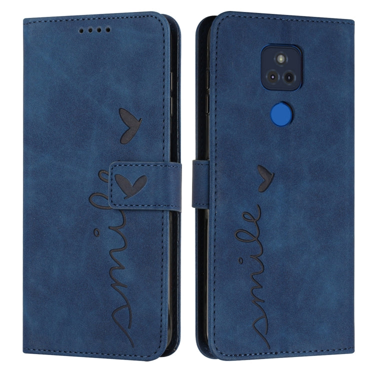 For Motorola Moto G Play 2021 Skin Feel Heart Pattern Leather Phone Case