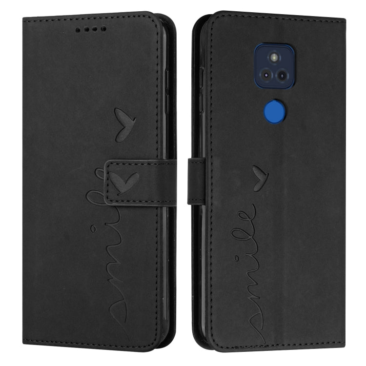 For Motorola Moto G Play 2021 Skin Feel Heart Pattern Leather Phone Case