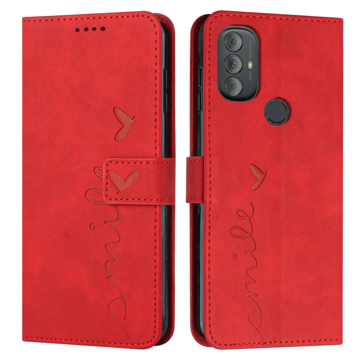 For Motorola Moto G Power 2022 Skin Feel Heart Pattern Leather Phone Case