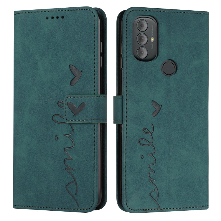 For Motorola Moto G Power 2022 Skin Feel Heart Pattern Leather Phone Case