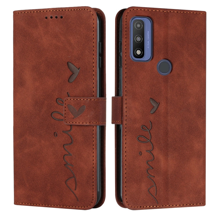 For Motorola G Pure Skin Feel Heart Pattern Leather Phone Case